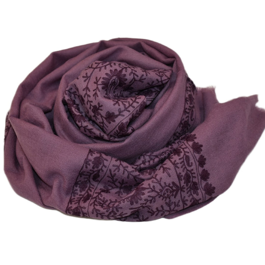 Esarfa Sal Casmir cu Broderie din Matase – Plum/Aubergine- Finete si Eleganta in orice Sezon -> Cod: CASHMBROD6