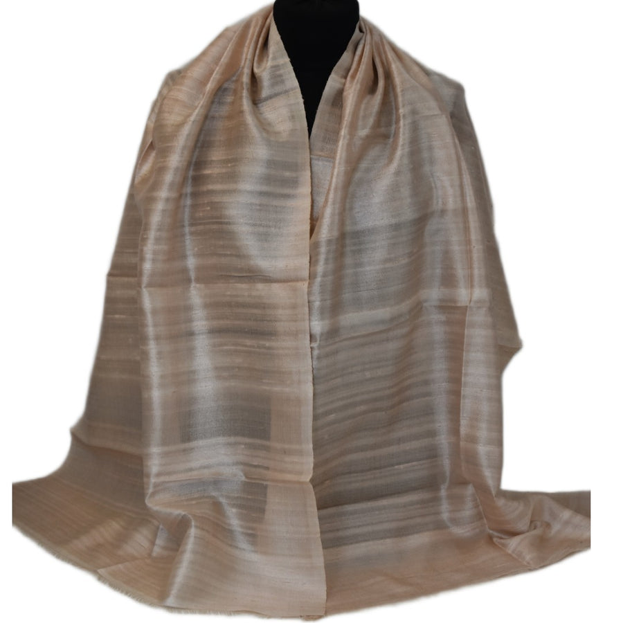 Esarfa-Sal din Matase Naturala Dupioni Raw Silk - Bej   -> Cod: DupioniPureSilk5