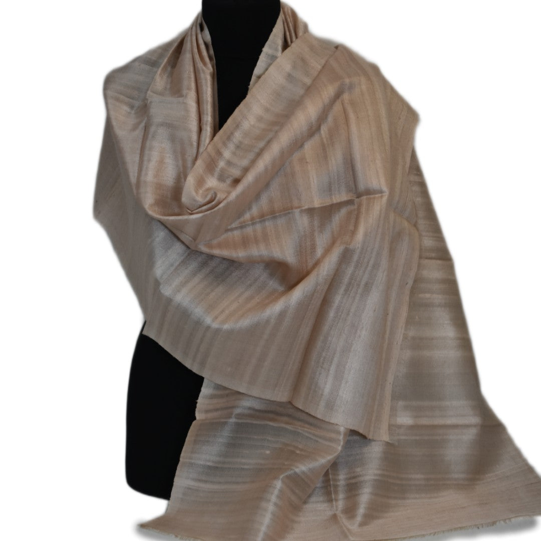 Esarfa-Sal din Matase Naturala Dupioni Raw Silk - Bej   -> Cod: DupioniPureSilk5