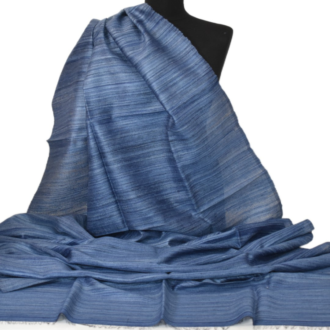 Sal tesut manual din 100% Matase Naturala Organica - Ghicha Tassar/Tussar Silk -> Navy Indigo - Cod: OrganicSilk11
