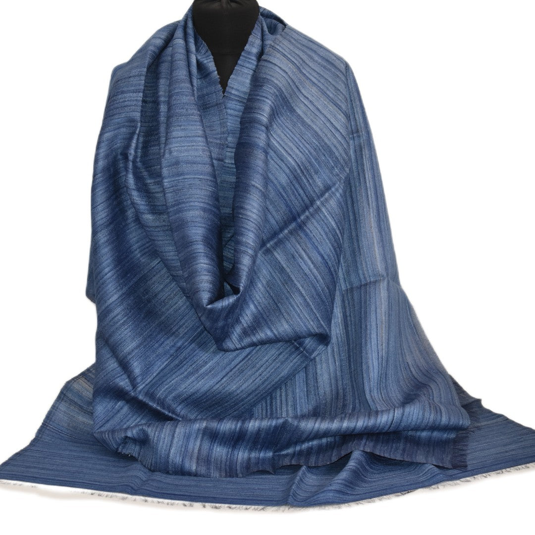 Sal tesut manual din 100% Matase Naturala Organica - Ghicha Tassar/Tussar Silk -> Navy Indigo - Cod: OrganicSilk11