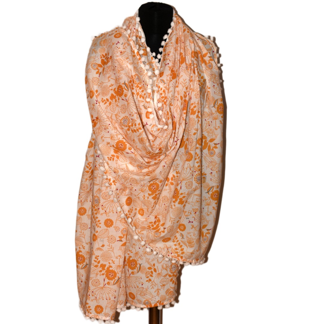 Pareo/ Sarong/ Esarfa de Plaja - 100% Bumbac cu Block printing -> Cod: Mulmul Cotton12