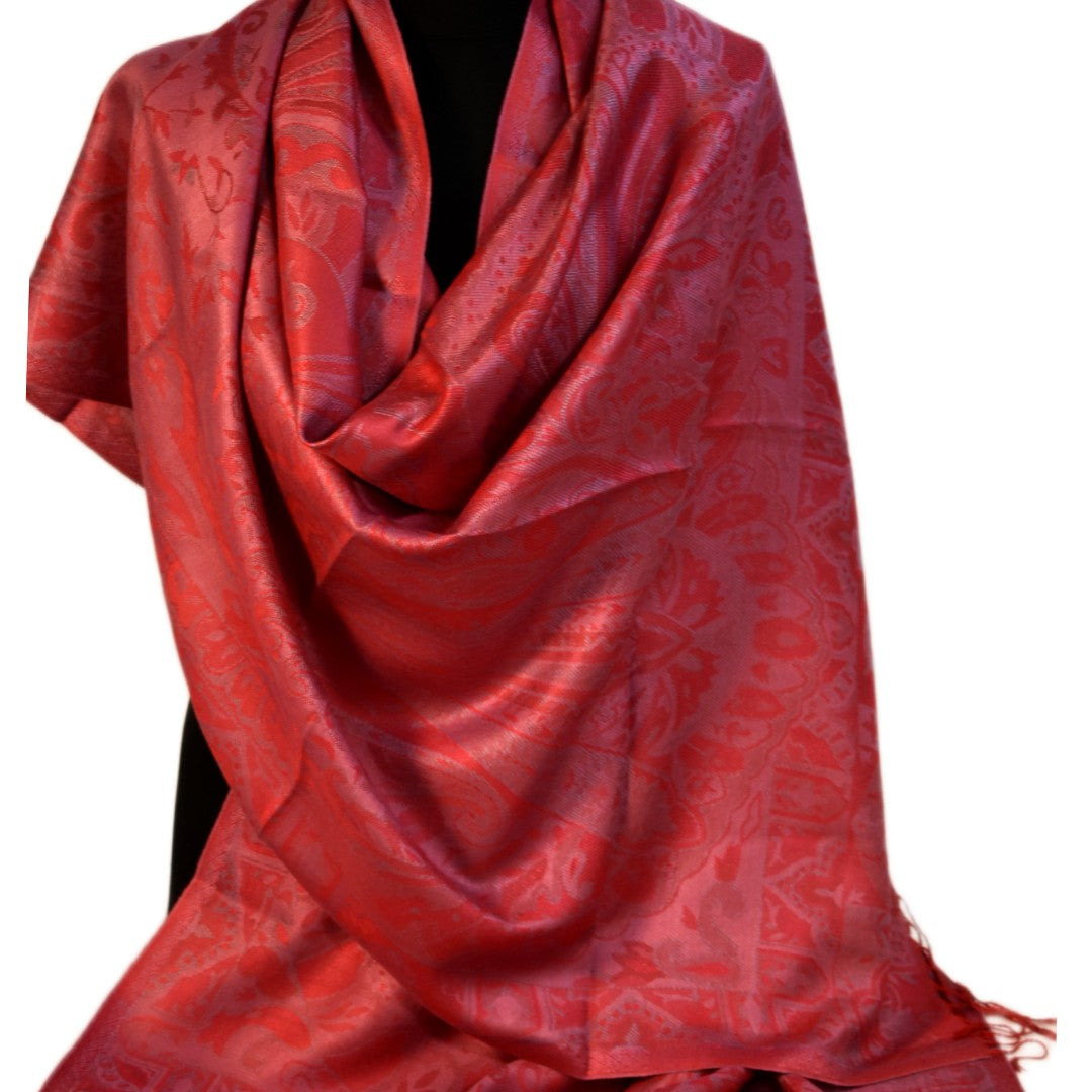 Red patterned scarf on a white background