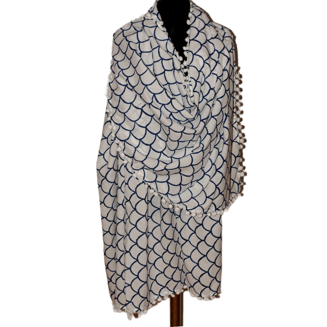Pareo/ Sarong/ Esarfa de Plaja - 100% Bumbac cu Block printing -> Cod: Mulmul Cotton16