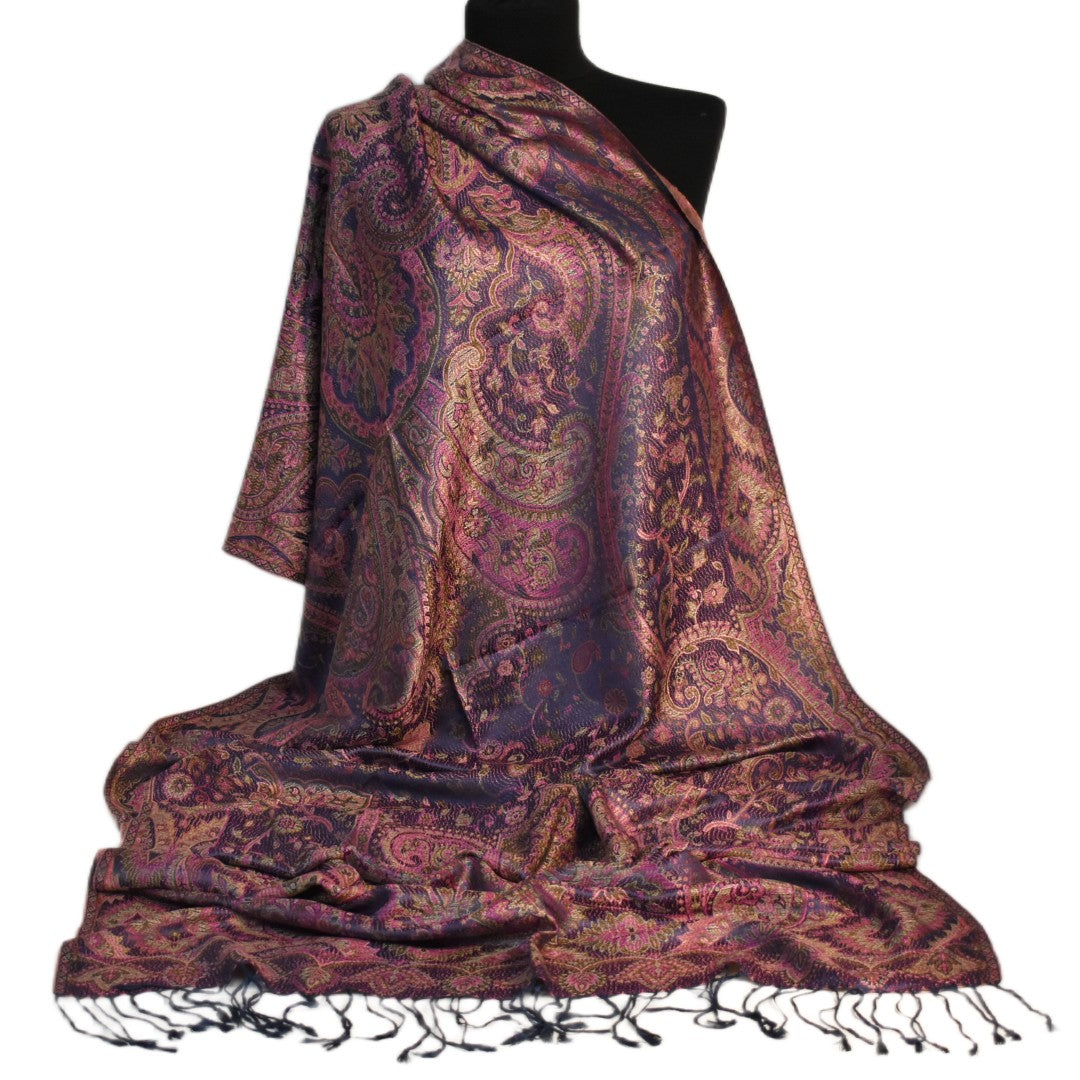 Șal Jamawar Premium din 100% Mătase Naturală – Heritage- Cod: NewSilkJamawar3