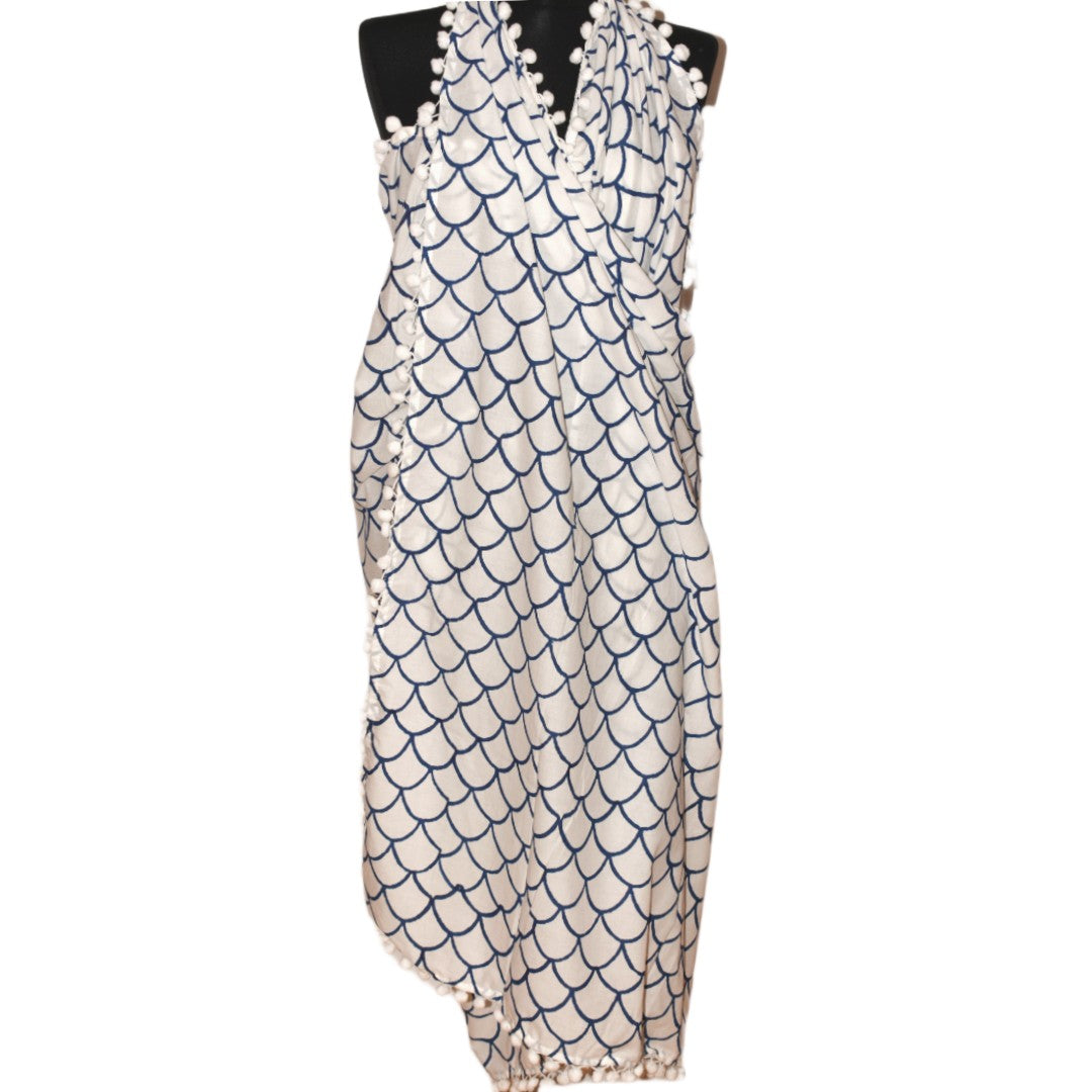 Pareo/ Sarong/ Esarfa de Plaja - 100% Bumbac cu Block printing -> Cod: Mulmul Cotton16