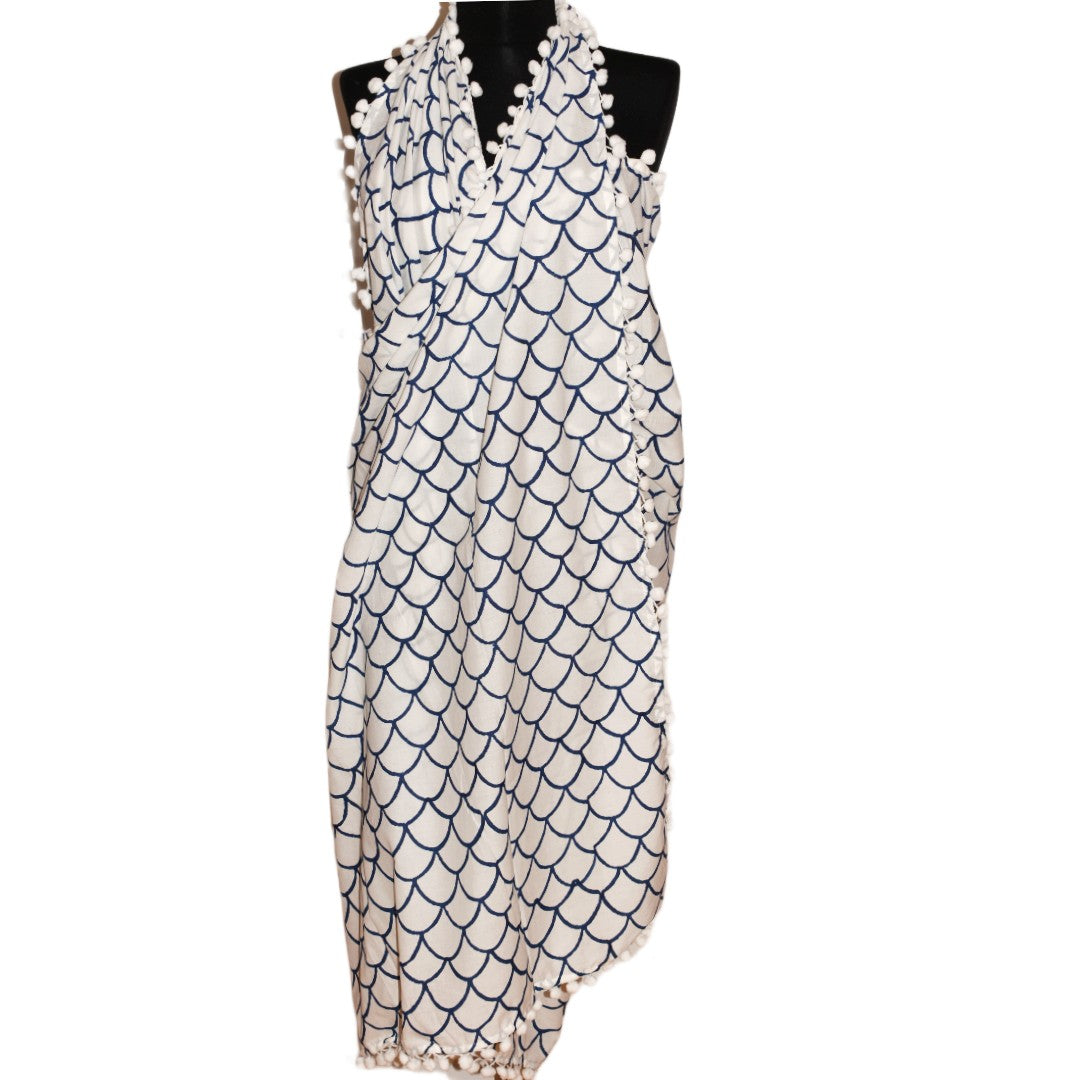 Pareo/ Sarong/ Esarfa de Plaja - 100% Bumbac cu Block printing -> Cod: Mulmul Cotton16