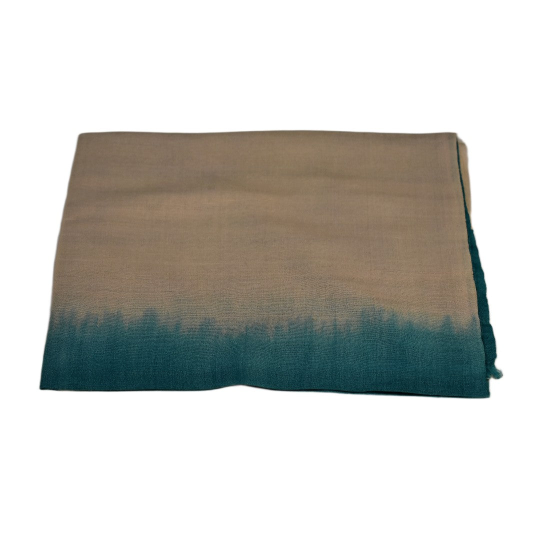 Esarfa-Sal din Matase Naturala Eri Muga Silk -> Bej Nude & Blue Turcoaz -> Cod:|ERIMUGASILK5