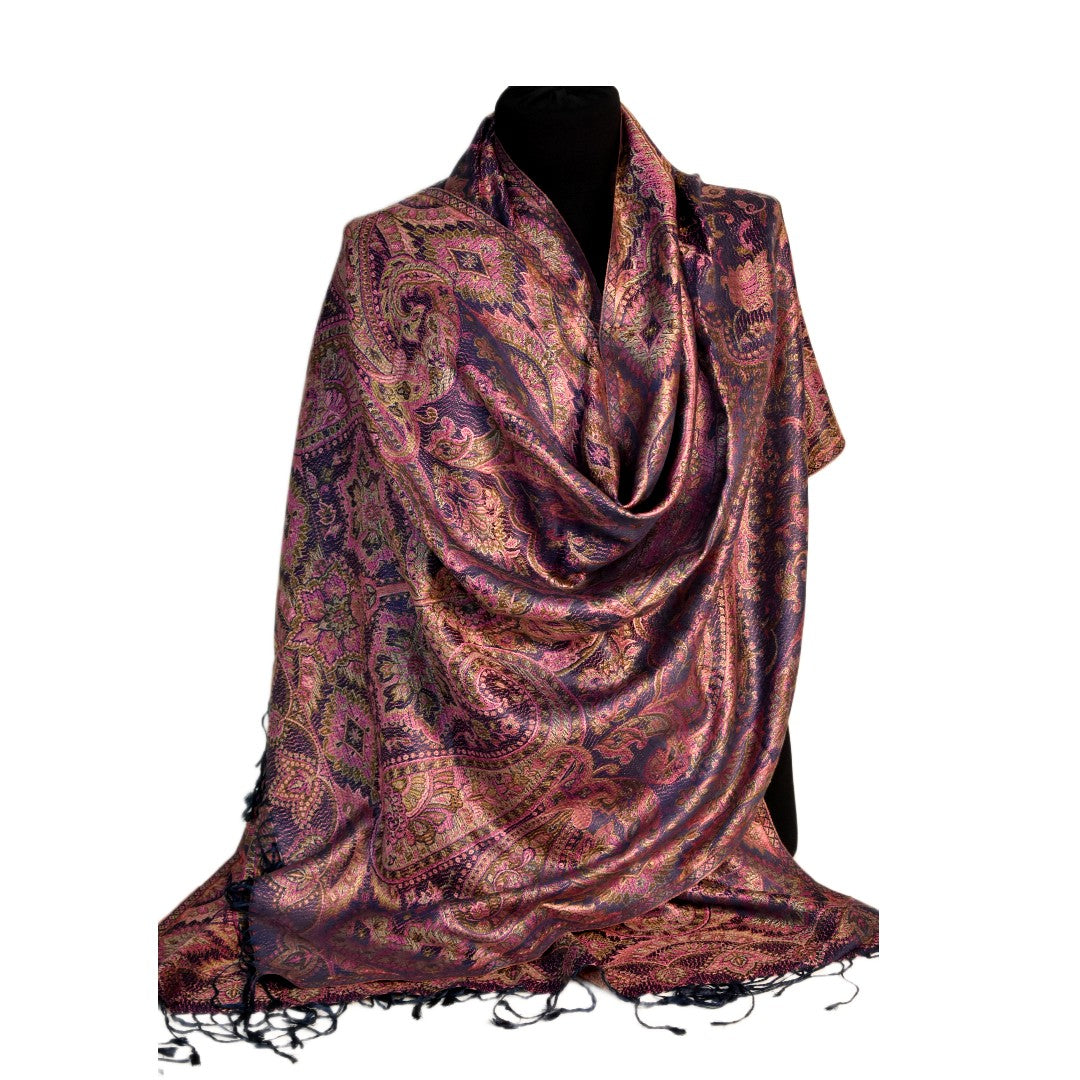 Șal Jamawar Premium din 100% Mătase Naturală – Heritage- Cod: NewSilkJamawar3