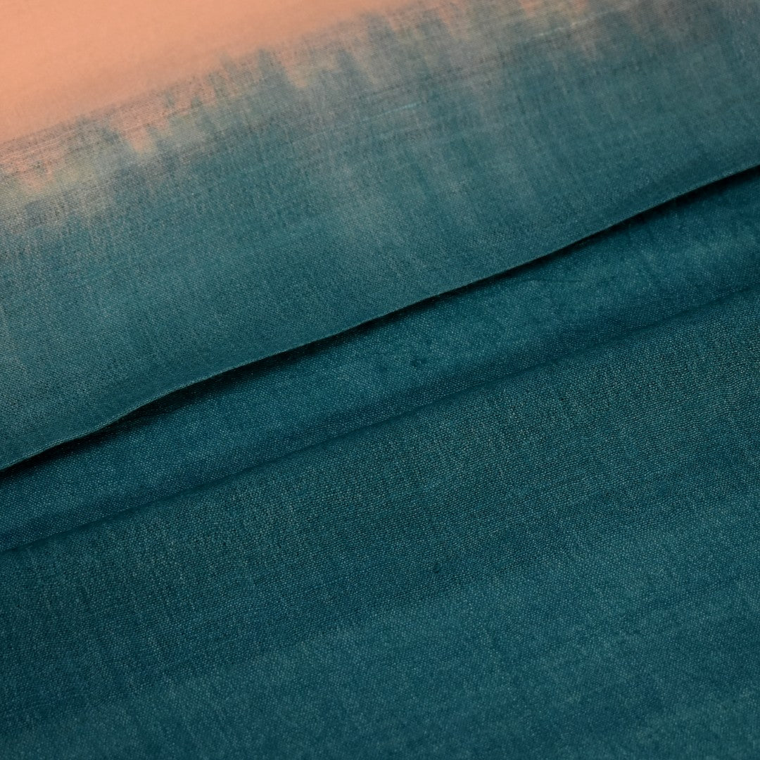 Esarfa-Sal din Matase Naturala Eri Muga Silk -> Bej Nude & Blue Turcoaz -> Cod:|ERIMUGASILK5