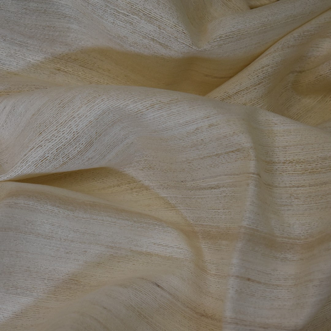 Sal tesut manual din 100% Matase Naturala Organica - Ghicha Tassar/Tussar Silk -> Ivory Alb- Cod: OrganicSilk14