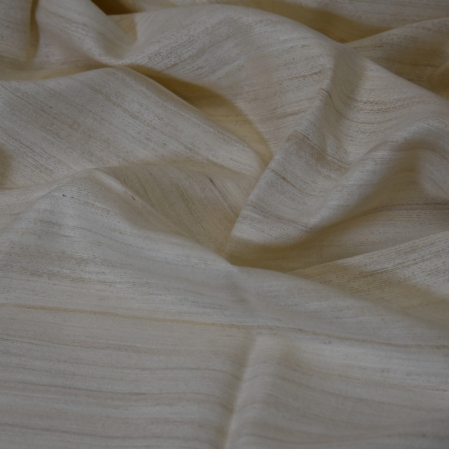 Sal tesut manual din 100% Matase Naturala Organica - Ghicha Tassar/Tussar Silk -> Ivory Alb- Cod: OrganicSilk14
