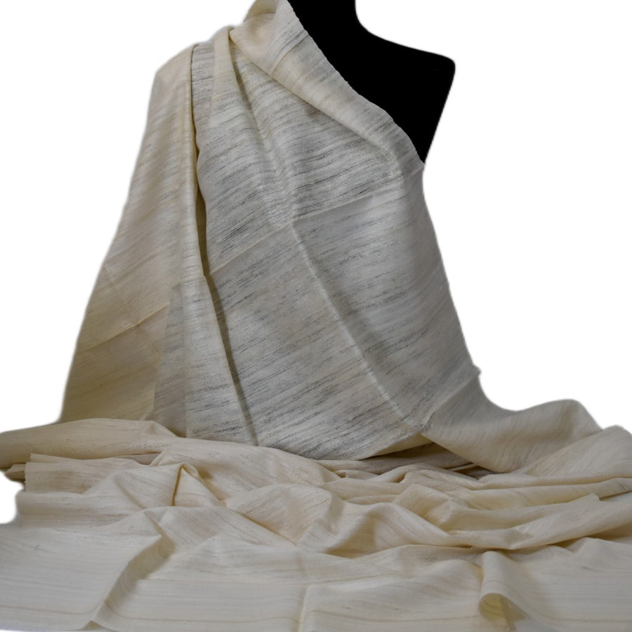 Sal tesut manual din 100% Matase Naturala Organica - Ghicha Tassar/Tussar Silk -> Ivory Alb- Cod: OrganicSilk14