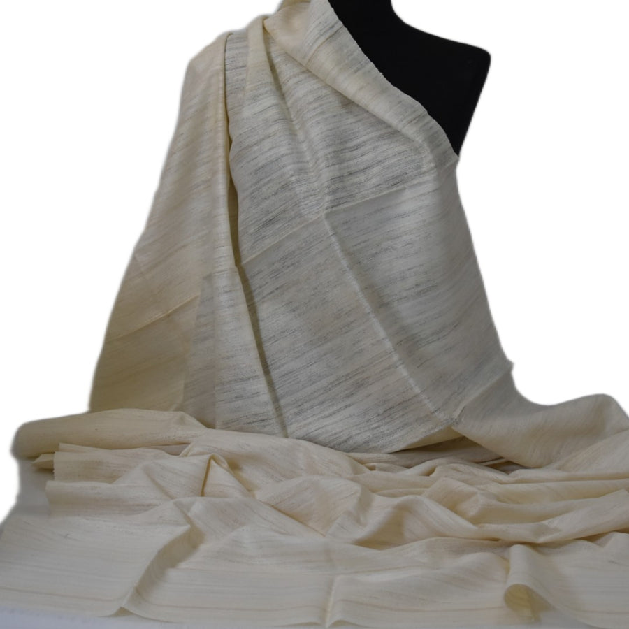 Sal tesut manual din 100% Matase Naturala Organica - Ghicha Tassar/Tussar Silk -> Ivory Alb- Cod: OrganicSilk14