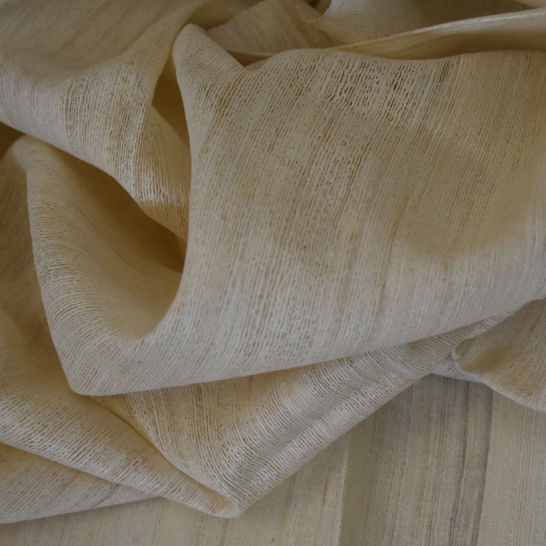Sal tesut manual din 100% Matase Naturala Organica - Ghicha Tassar/Tussar Silk -> Ivory Alb- Cod: OrganicSilk14