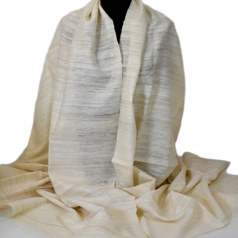 Sal tesut manual din 100% Matase Naturala Organica - Ghicha Tassar/Tussar Silk -> Ivory Alb- Cod: OrganicSilk14
