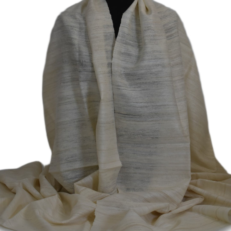 Sal tesut manual din 100% Matase Naturala Organica - Ghicha Tassar/Tussar Silk -> Ivory Alb- Cod: OrganicSilk14