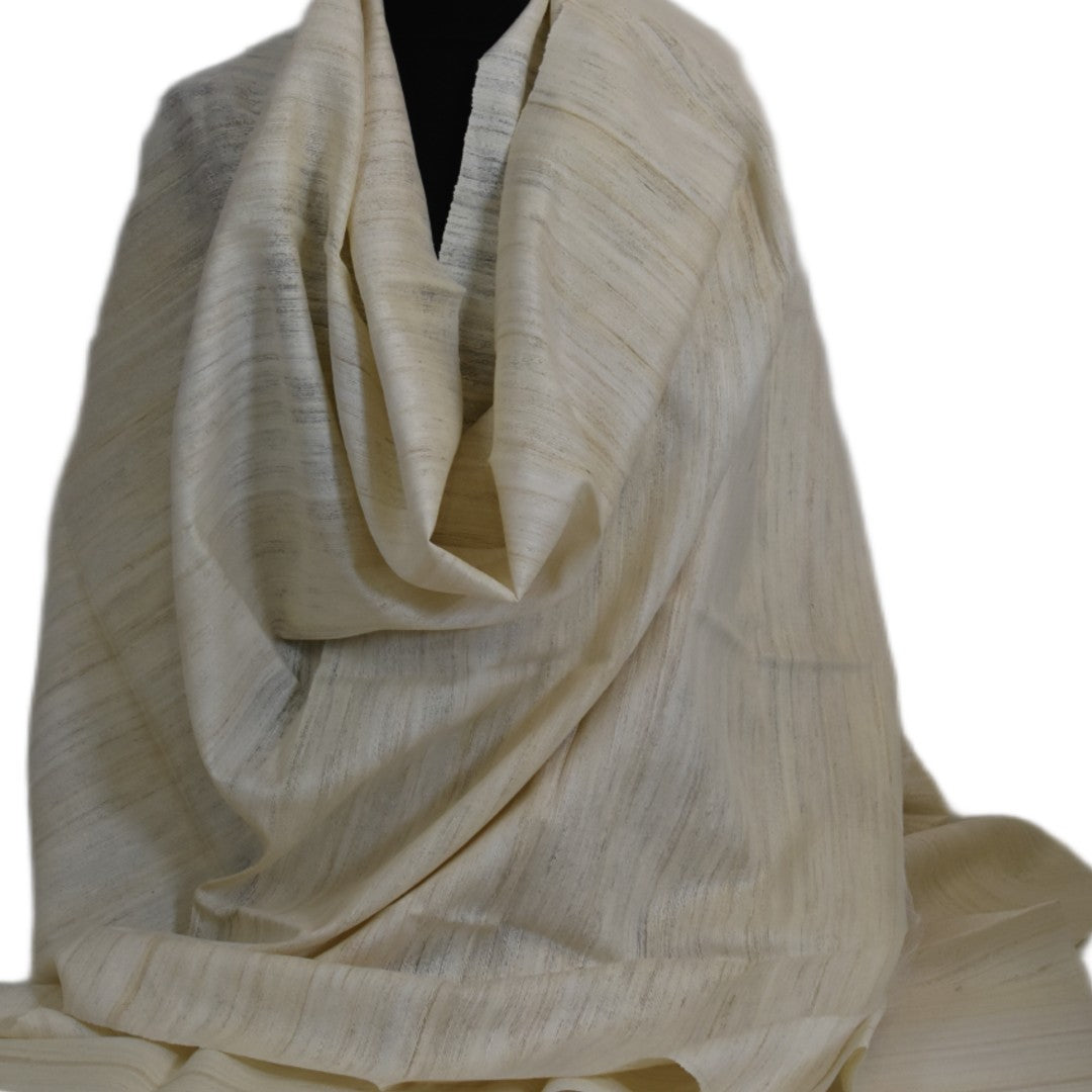 Sal tesut manual din 100% Matase Naturala Organica - Ghicha Tassar/Tussar Silk -> Ivory Alb- Cod: OrganicSilk14