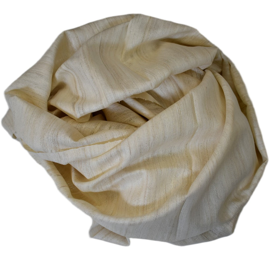 Sal tesut manual din 100% Matase Naturala Organica - Ghicha Tassar/Tussar Silk -> Ivory Alb- Cod: OrganicSilk14
