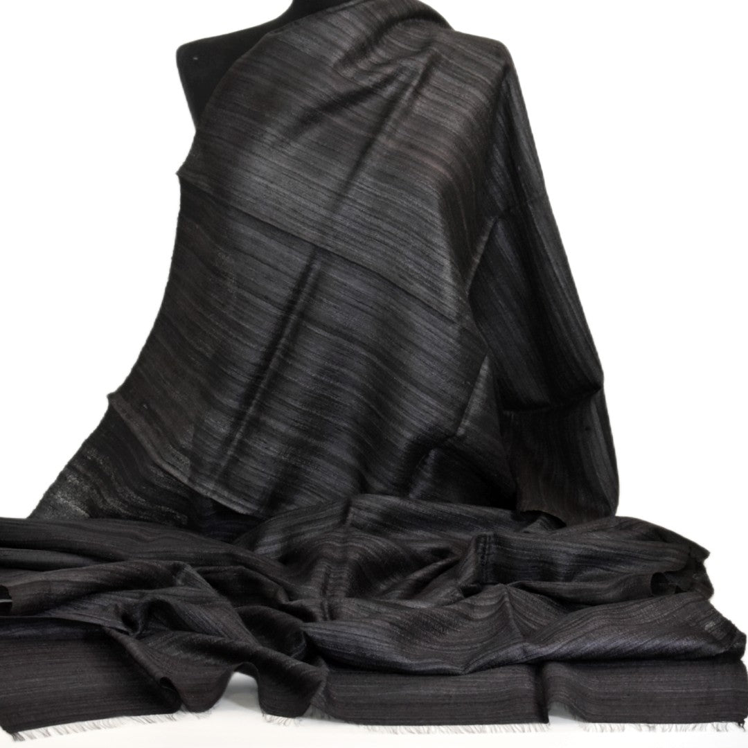 Sal tesut manual din 100% Matase Naturala Organica - Ghicha Tassar/Tussar Silk -Ash Black -> Cod: NEWGhicha5