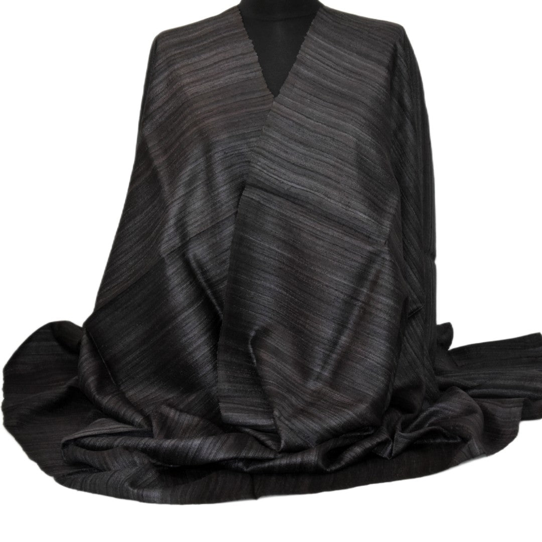 Sal tesut manual din 100% Matase Naturala Organica - Ghicha Tassar/Tussar Silk -Ash Black -> Cod: NEWGhicha5
