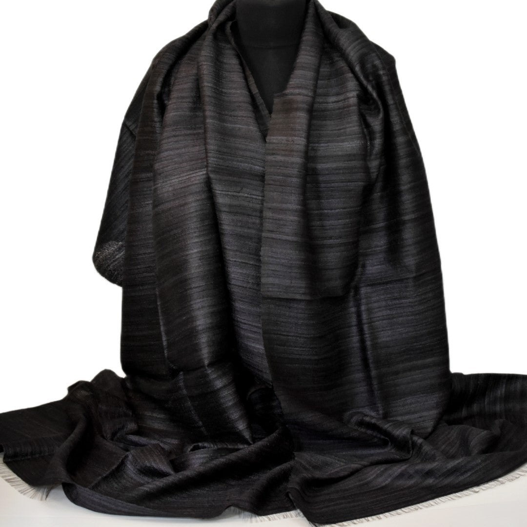 Sal tesut manual din 100% Matase Naturala Organica - Ghicha Tassar/Tussar Silk -Ash Black -> Cod: NEWGhicha5