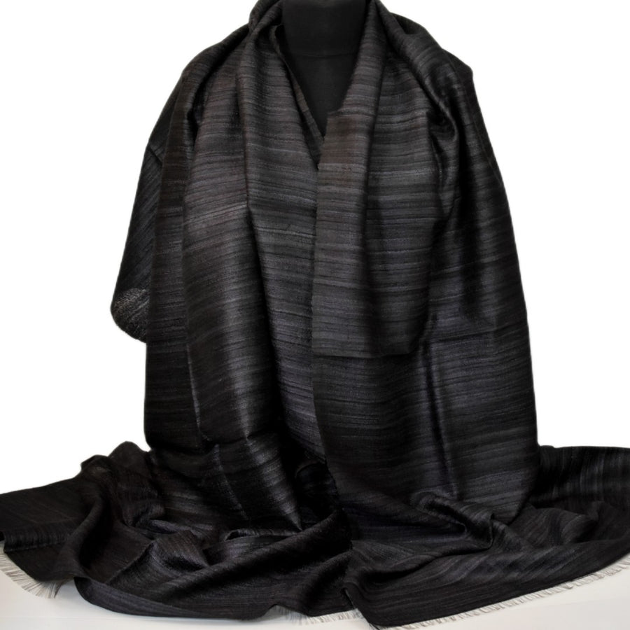 Sal tesut manual din 100% Matase Naturala Organica - Ghicha Tassar/Tussar Silk -Ash Black -> Cod: NEWGhicha5