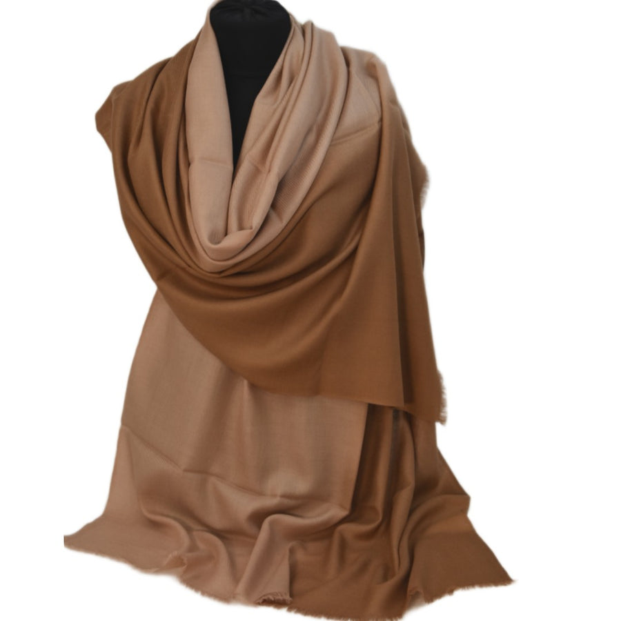 Esarfa Sal Casmir si Matase Naturala - Ombre 2 nuante Bej-Capucino -> Cod: CASMIRSILK12