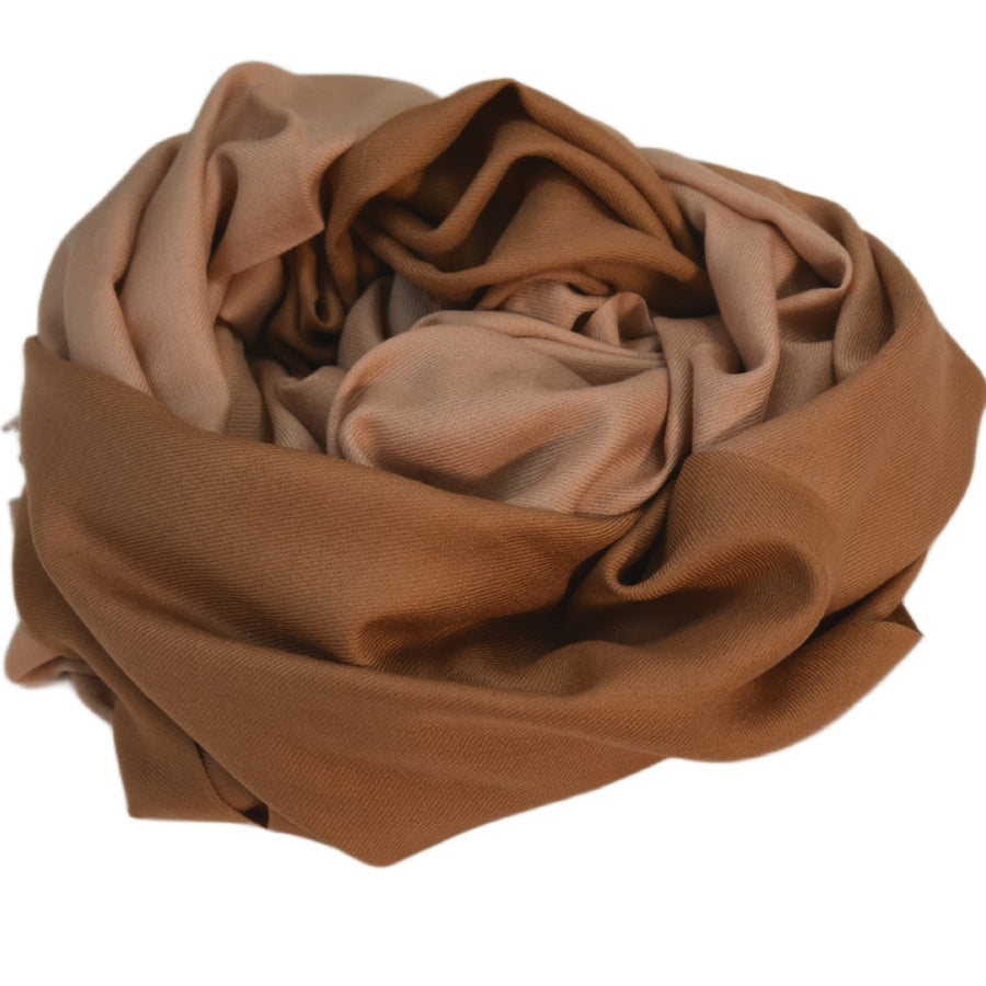 Esarfa Sal Casmir si Matase Naturala - Ombre 2 nuante Bej-Capucino -> Cod: CASMIRSILK12