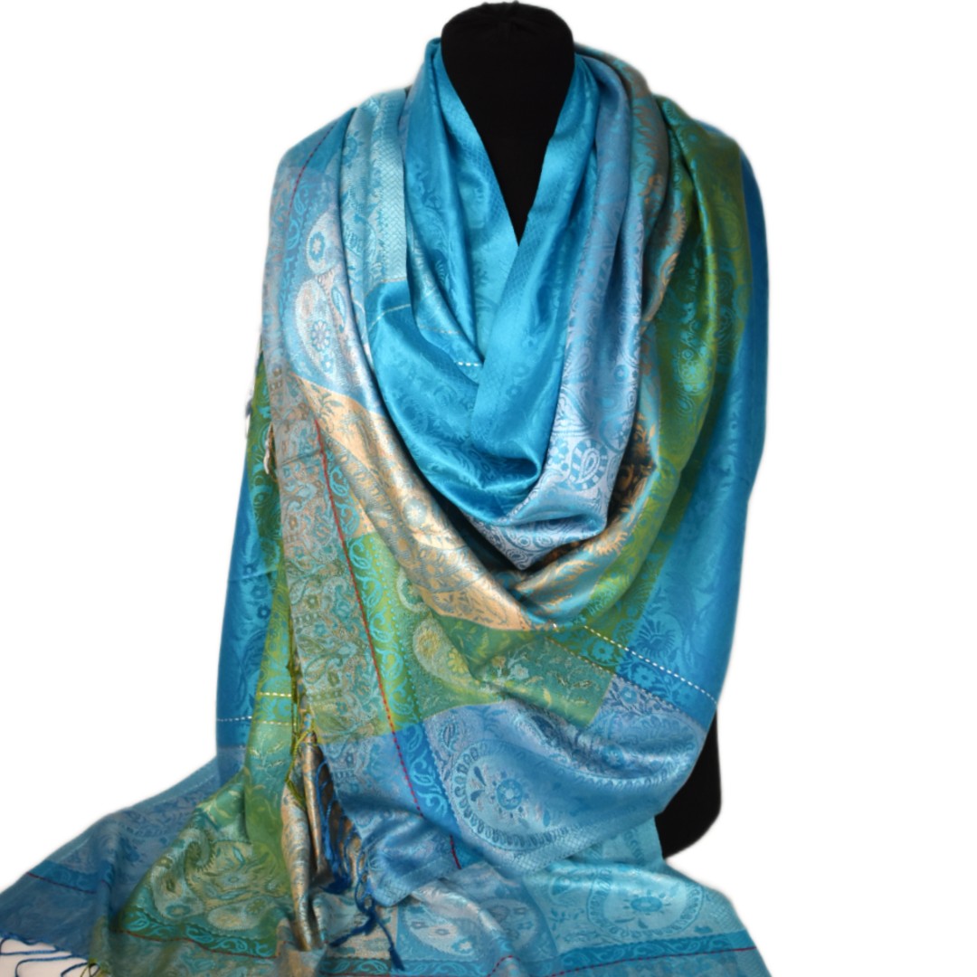 Sal Premium Jamawar din 100% Matase Naturala - Elegant si rafinat . Cod: NewJamawar7