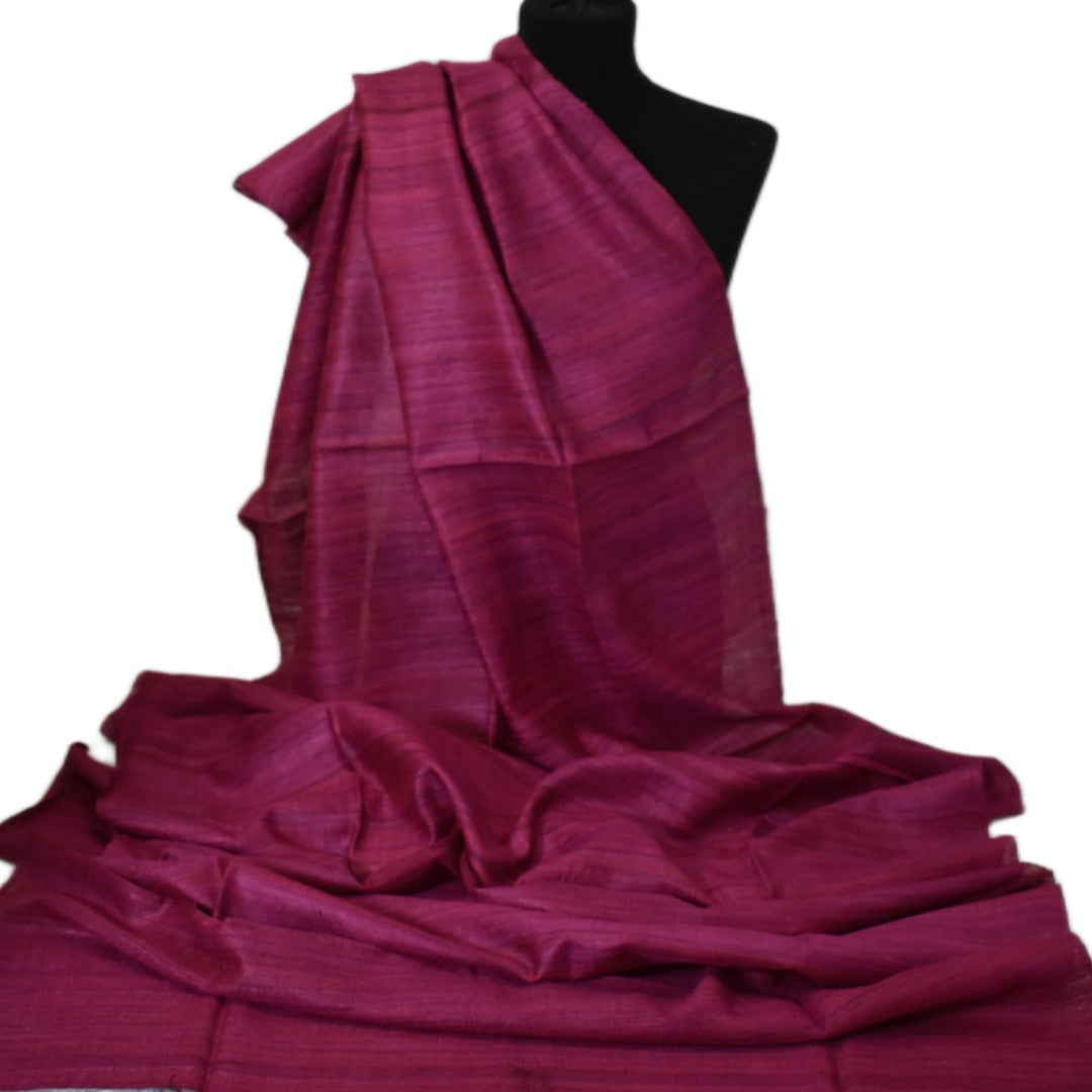 Sal tesut manual din 100% Matase Naturala Organica - Ghicha Tassar/Tussar Silk - Lilac Magenta ->RGhicha10 (...)
