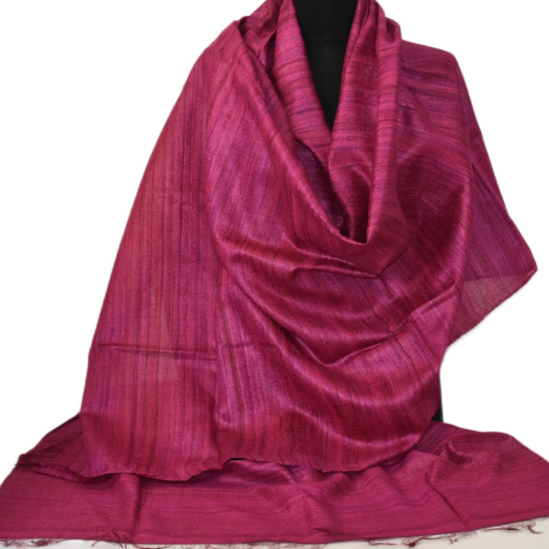 Sal tesut manual din 100% Matase Naturala Organica - Ghicha Tassar/Tussar Silk - Lilac Magenta ->RGhicha10 (...)