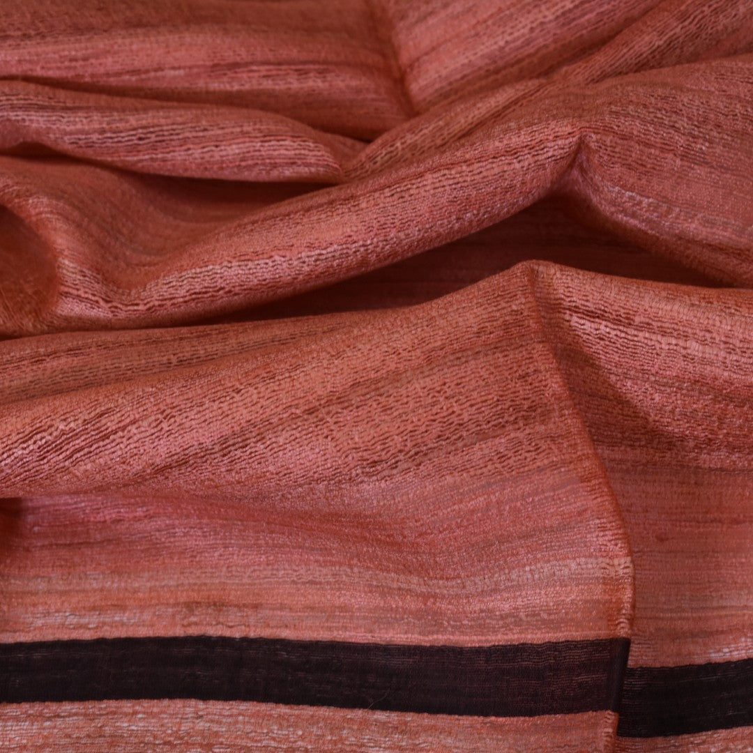 Sal tesut manual din 100% Matase Naturala Organica - Ghicha Tassar/Tussar Silk - Rosu Ruginiu -> Cod: NEWGHICHA4