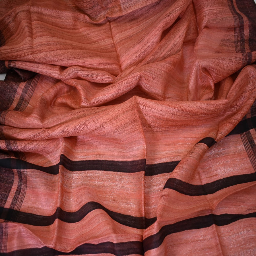 Sal tesut manual din 100% Matase Naturala Organica - Ghicha Tassar/Tussar Silk - Rosu Ruginiu -> Cod: NEWGHICHA4