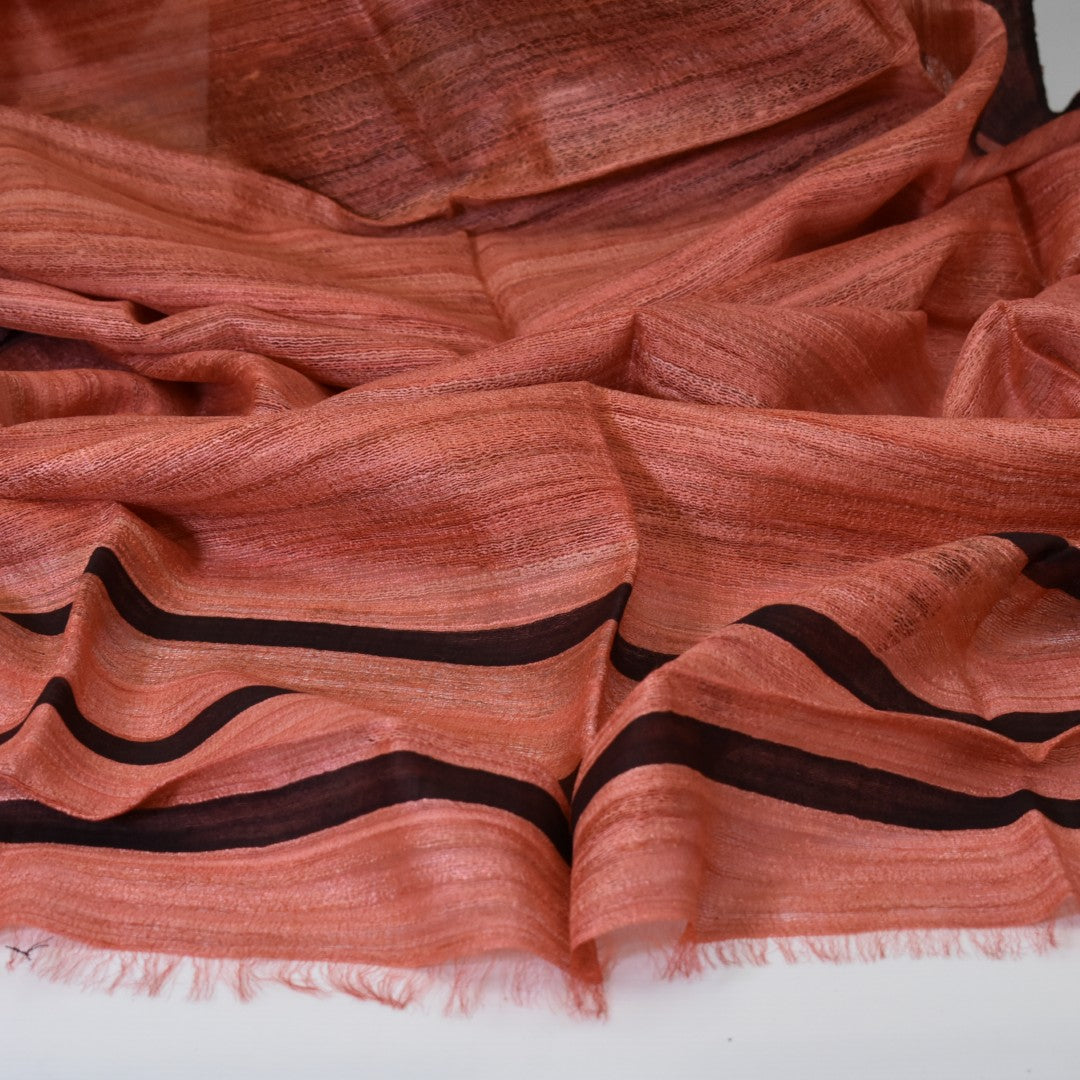 Sal tesut manual din 100% Matase Naturala Organica - Ghicha Tassar/Tussar Silk - Rosu Ruginiu -> Cod: NEWGHICHA4