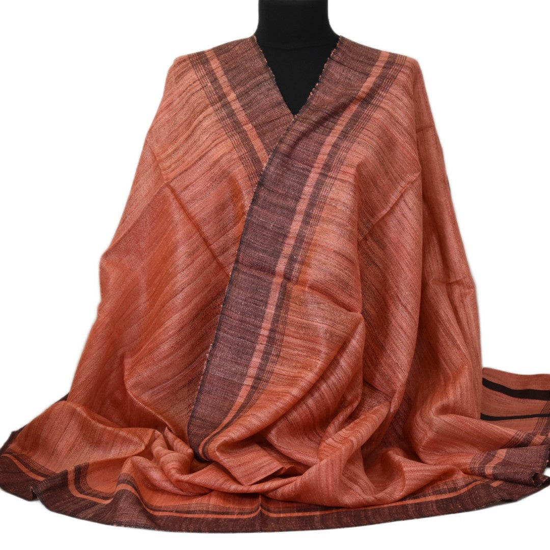 Sal tesut manual din 100% Matase Naturala Organica - Ghicha Tassar/Tussar Silk - Rosu Ruginiu -> Cod: NEWGHICHA4