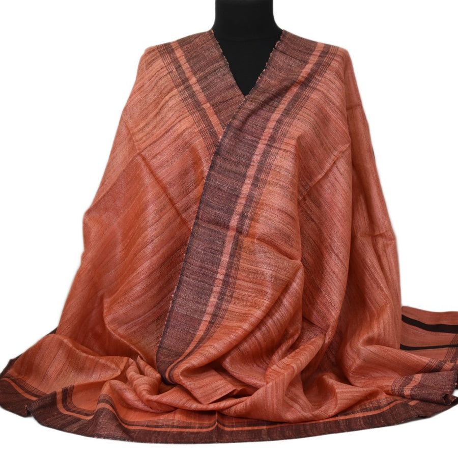 Sal tesut manual din 100% Matase Naturala Organica - Ghicha Tassar/Tussar Silk - Rosu Ruginiu -> Cod: NEWGHICHA4