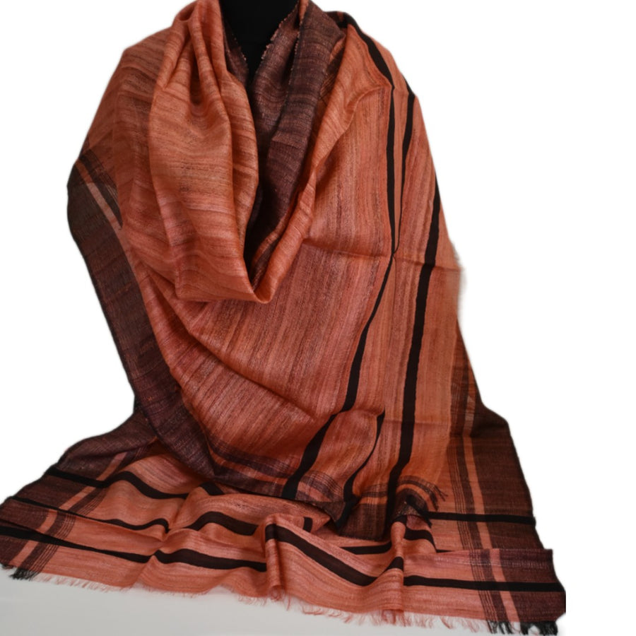 Sal tesut manual din 100% Matase Naturala Organica - Ghicha Tassar/Tussar Silk - Rosu Ruginiu -> Cod: NEWGHICHA4