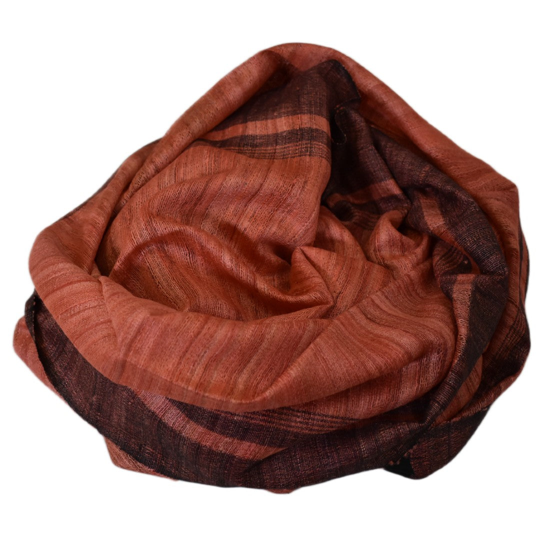 Sal tesut manual din 100% Matase Naturala Organica - Ghicha Tassar/Tussar Silk - Rosu Ruginiu -> Cod: NEWGHICHA4