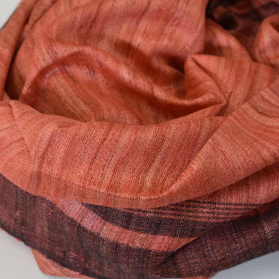 Sal tesut manual din 100% Matase Naturala Organica - Ghicha Tassar/Tussar Silk - Rosu Ruginiu -> Cod: NEWGHICHA4