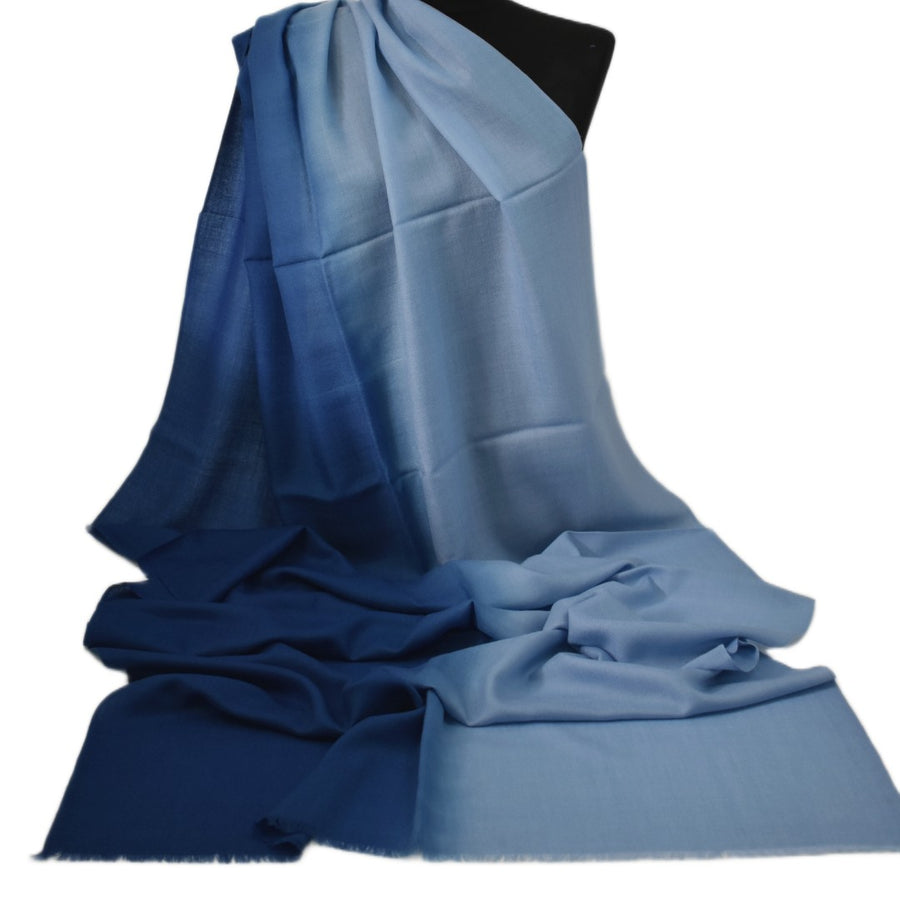 Esarfa Sal Casmir si Matase Naturala - Ombre 2 nuante -> Navy Blue - Cod: CASMIRSILK22