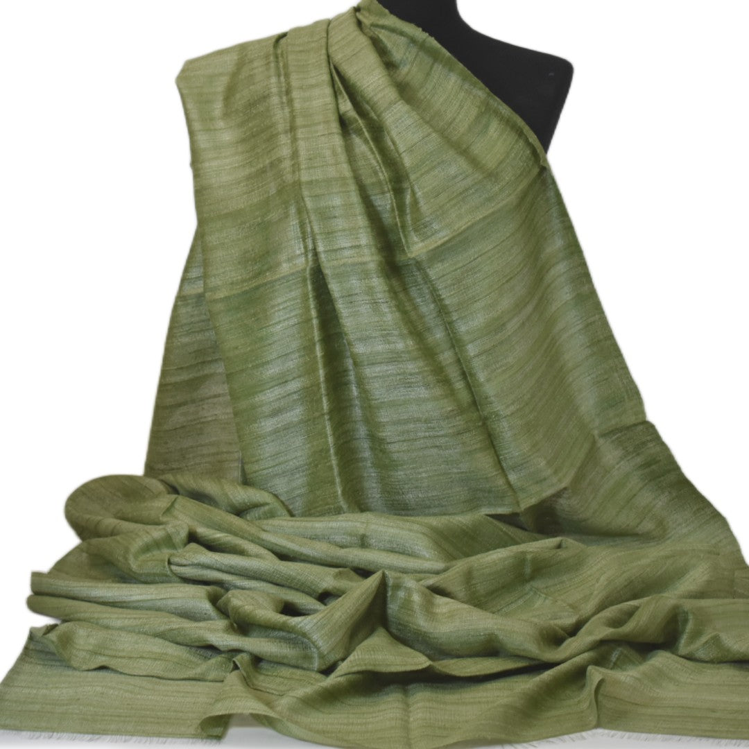 Sal tesut manual din 100% Matase Naturala Organica - Ghicha Tassar/Tussar Silk - Lime Green -> Cod:GhichaApril1