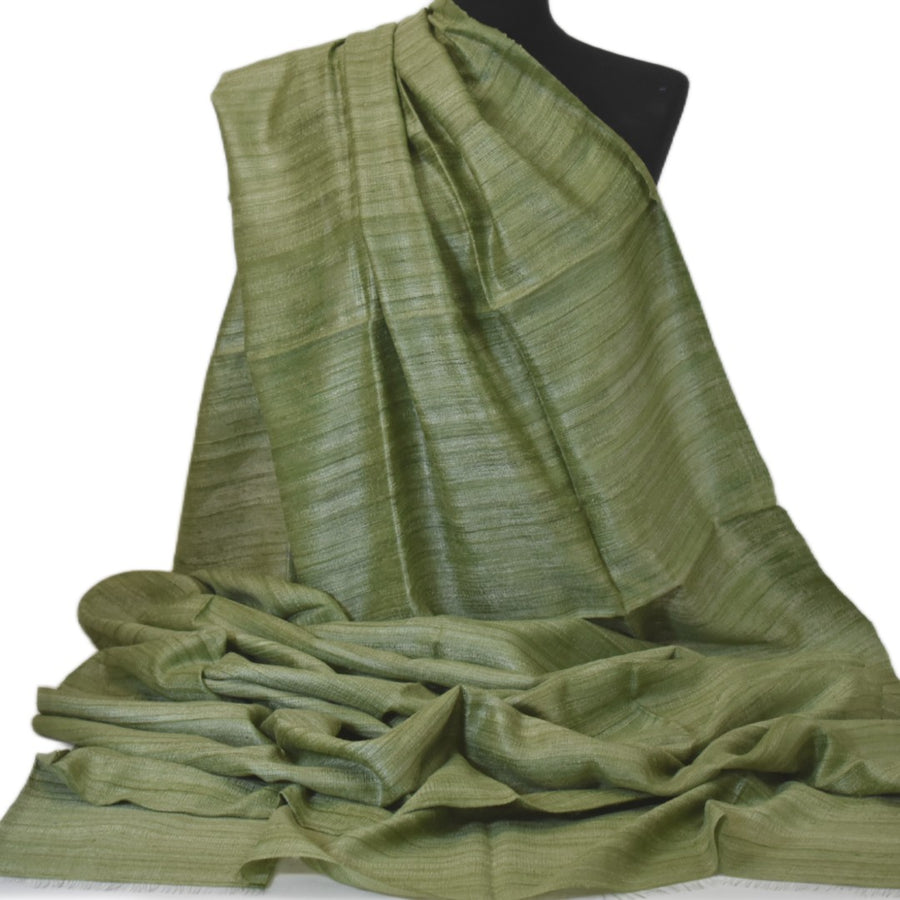 Sal tesut manual din 100% Matase Naturala Organica - Ghicha Tassar/Tussar Silk - Lime Green -> Cod:GhichaApril1