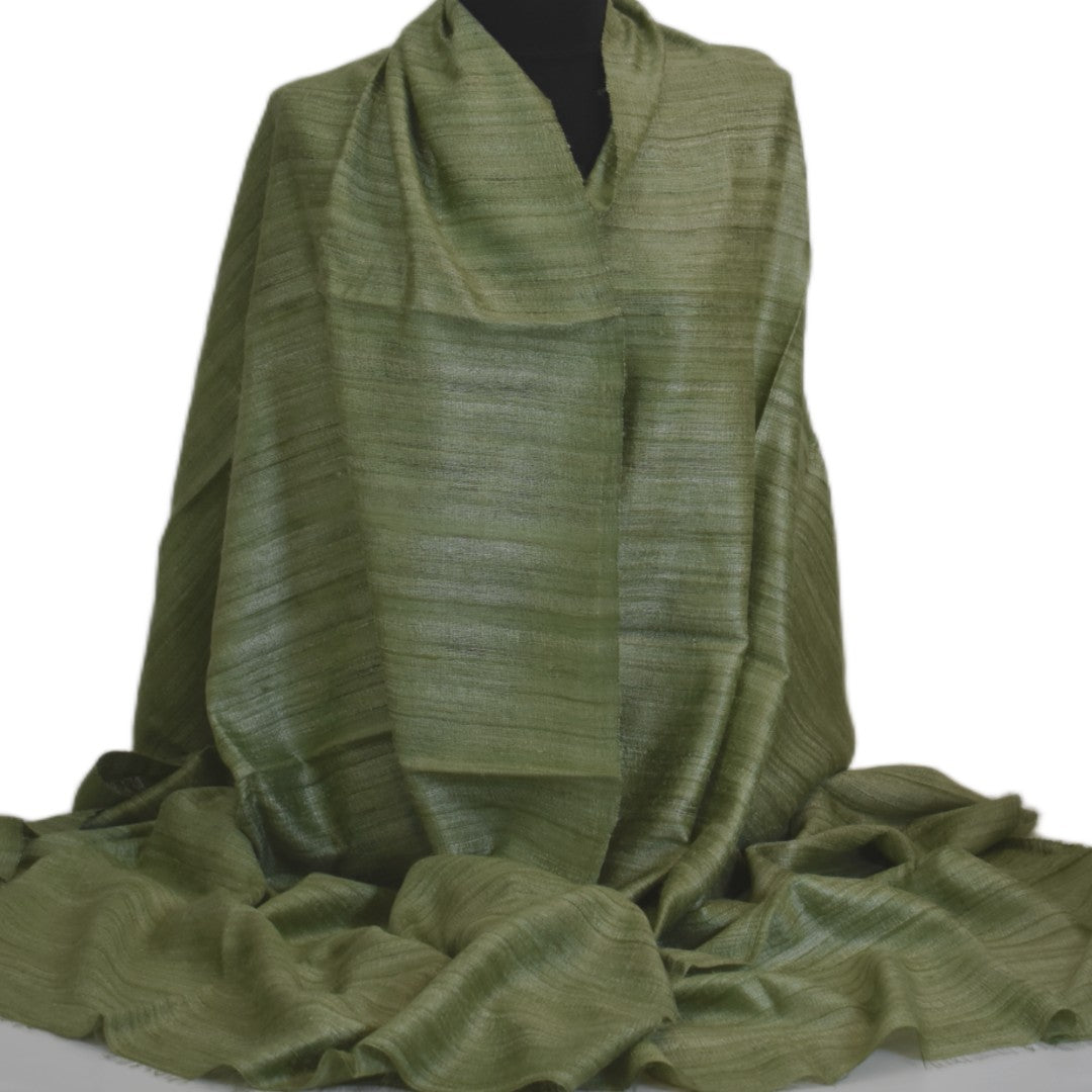 Sal tesut manual din 100% Matase Naturala Organica - Ghicha Tassar/Tussar Silk - Lime Green -> Cod:GhichaApril1