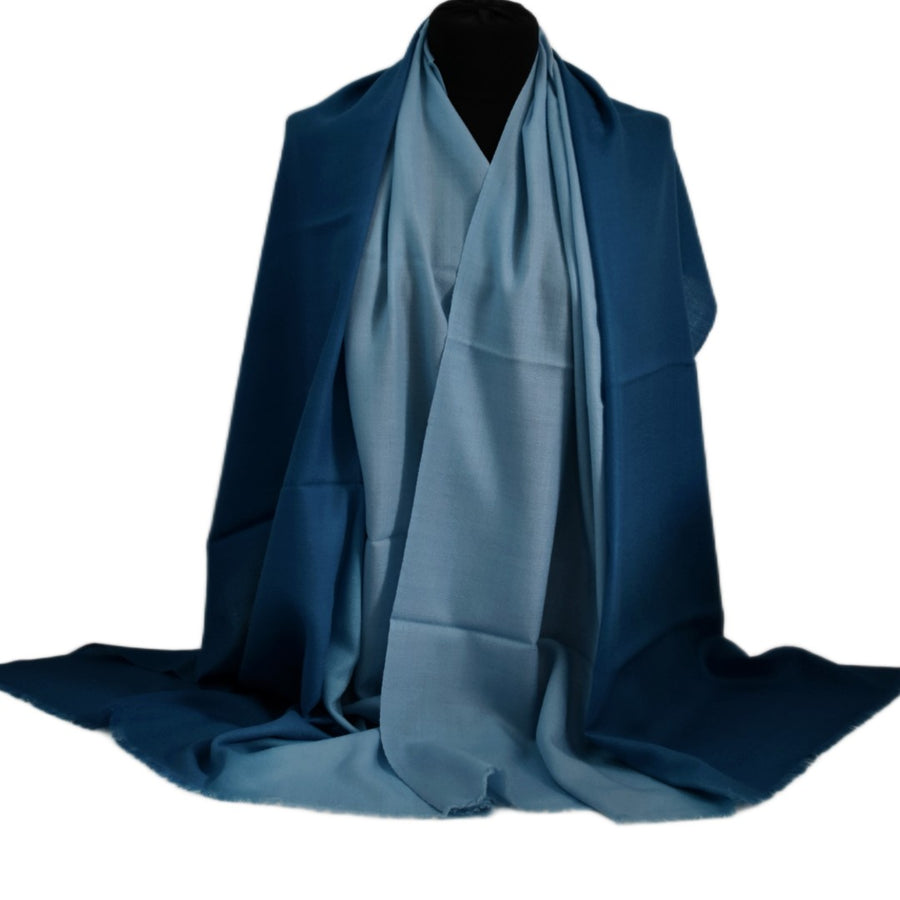 Esarfa Sal Casmir si Matase Naturala - Ombre 2 nuante -> Navy Blue - Cod: CASMIRSILK22