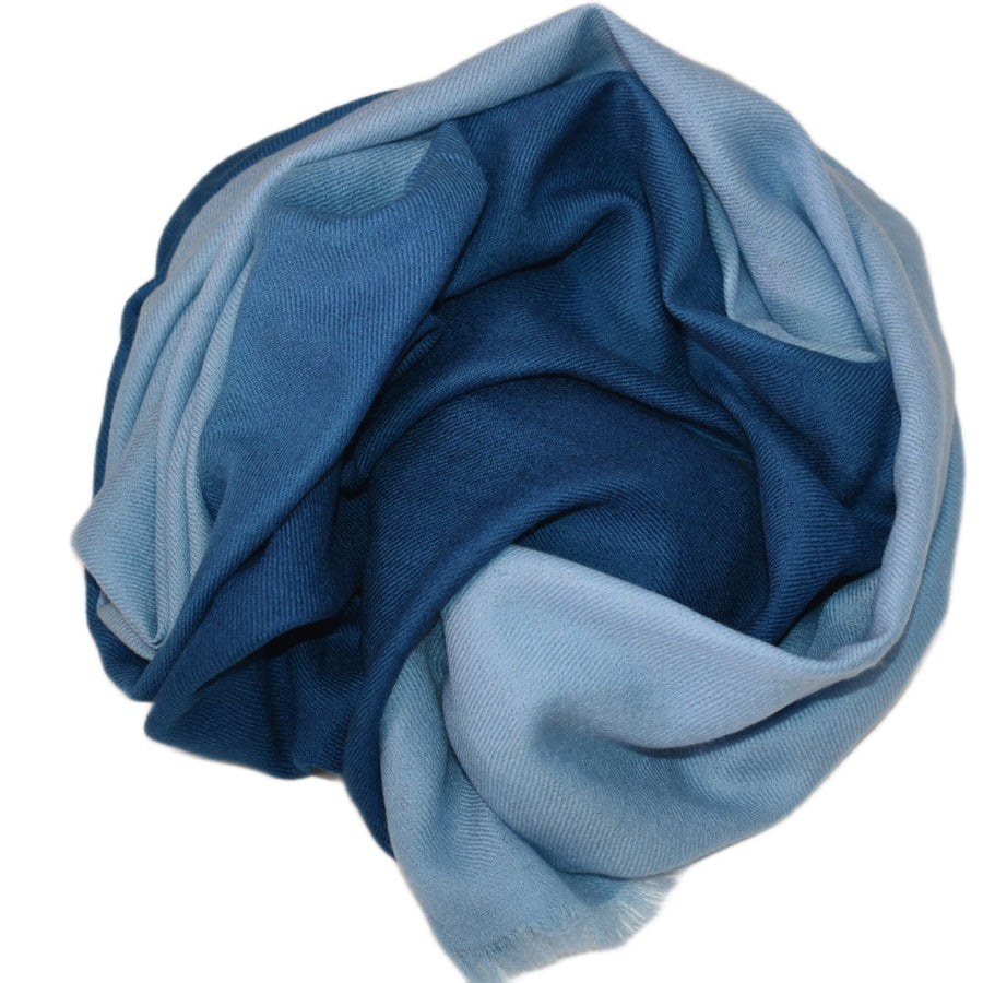 Esarfa Sal Casmir si Matase Naturala - Ombre 2 nuante -> Navy Blue - Cod: CASMIRSILK22