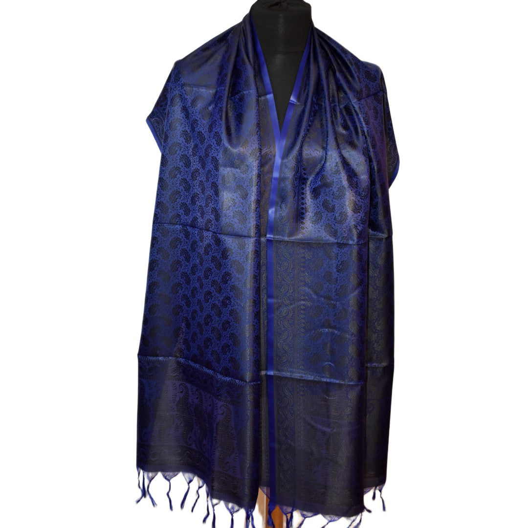 Esarfa-Sal din Matase Naturala si Fibre de Bananier -> Albastru Indigo ->Cod: New Banana Silk14
