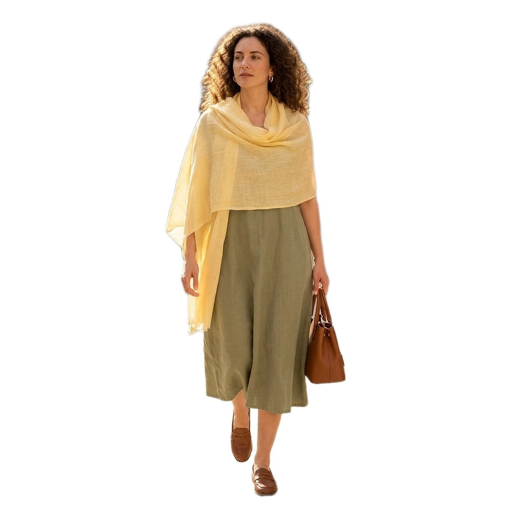 Esarfa-Sal tesuta manual din 100% IN (Linen 100%) - Pantone Gold Earth -> Cod: IN27