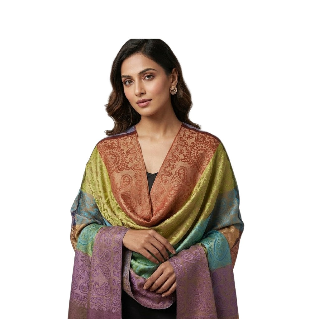Sal Premium Jamawar din 100% Matase Naturala - Elegant si rafinat . Cod: NewJamawar6
