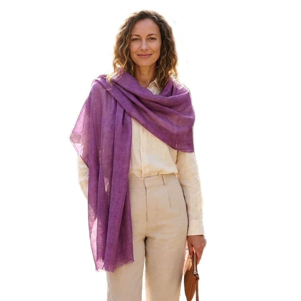 Esarfa-Sal tesuta manual din 100% IN (Linen 100%) - Lavander Shades -> Cod: IN09